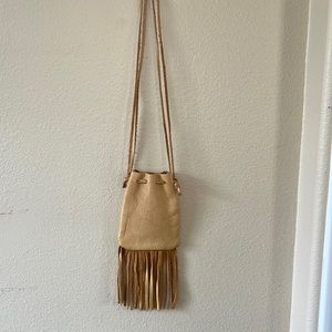 Handmade leather fringe purse